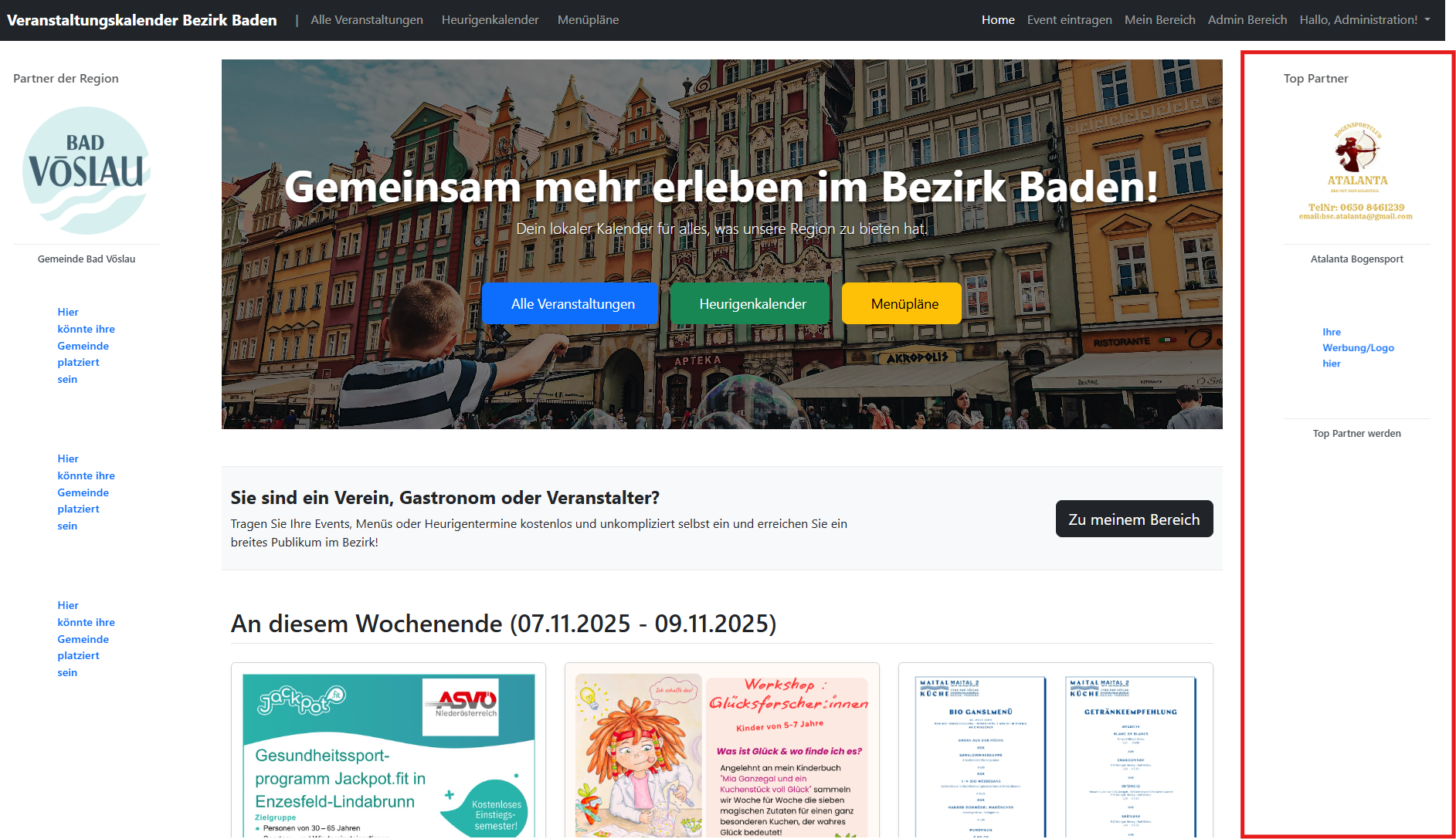 Beispiel-Platzierung der Partner-Logos in der Sidebar