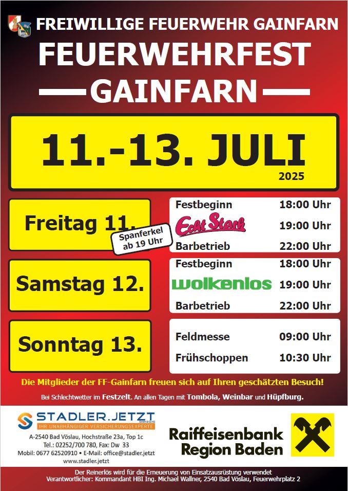 Flyer: Feuerwehrfest Gainfarn