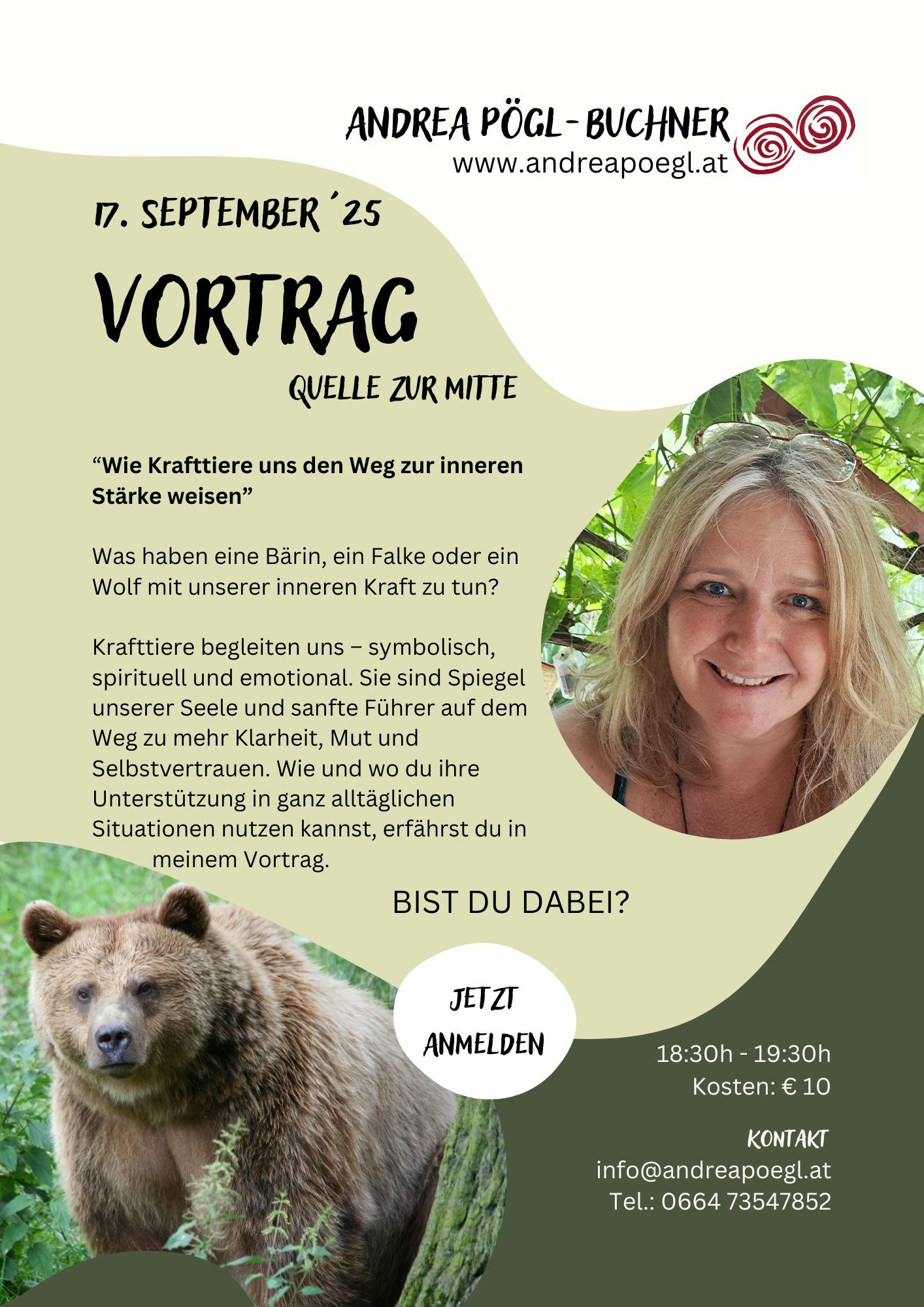 Flyer: Wie Krafttiere uns den Weg zur inneren Stärke weisen - Vortrag