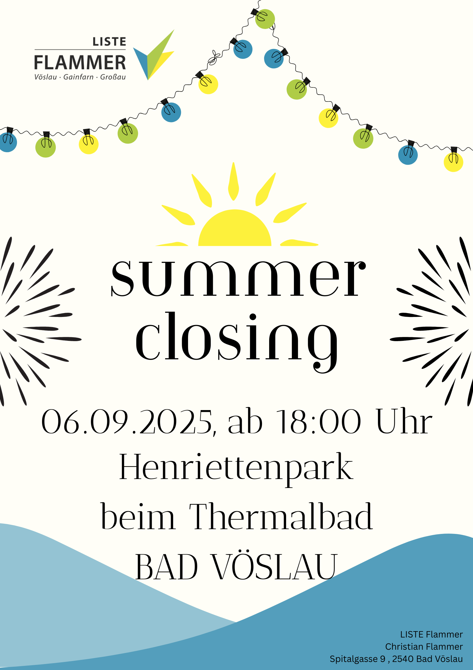 Flyer: Summer Closing der LISTE Flammer in Bad Vöslau
